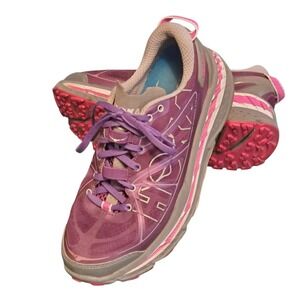 Hoka One One Womens Stinson ATR Running Shoes Purple Gray Sz 7.5 Trail Pink